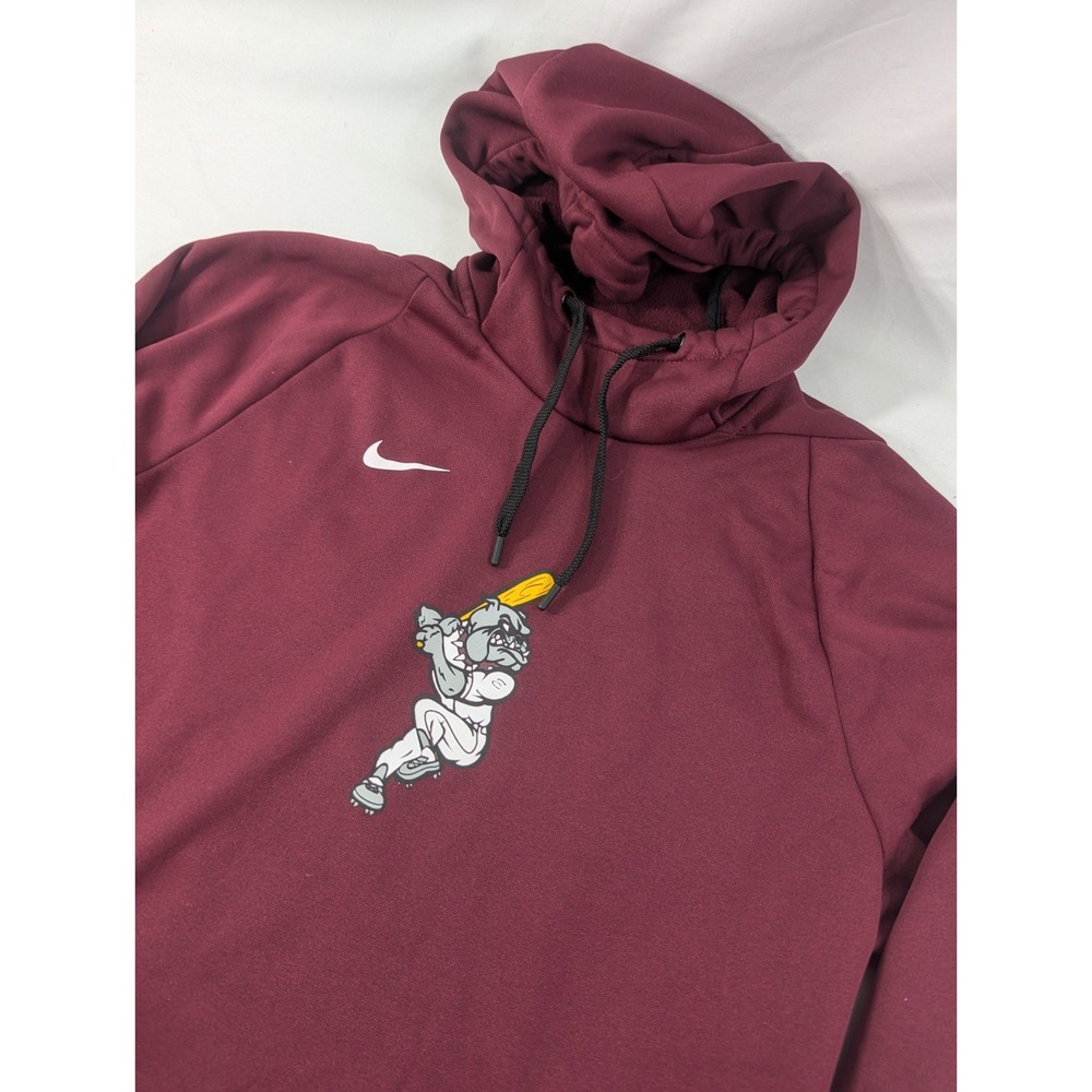 Nike Bulldogs Baseball Hoodie Mens Small Mascot Pullover Sweatshirt Maroon